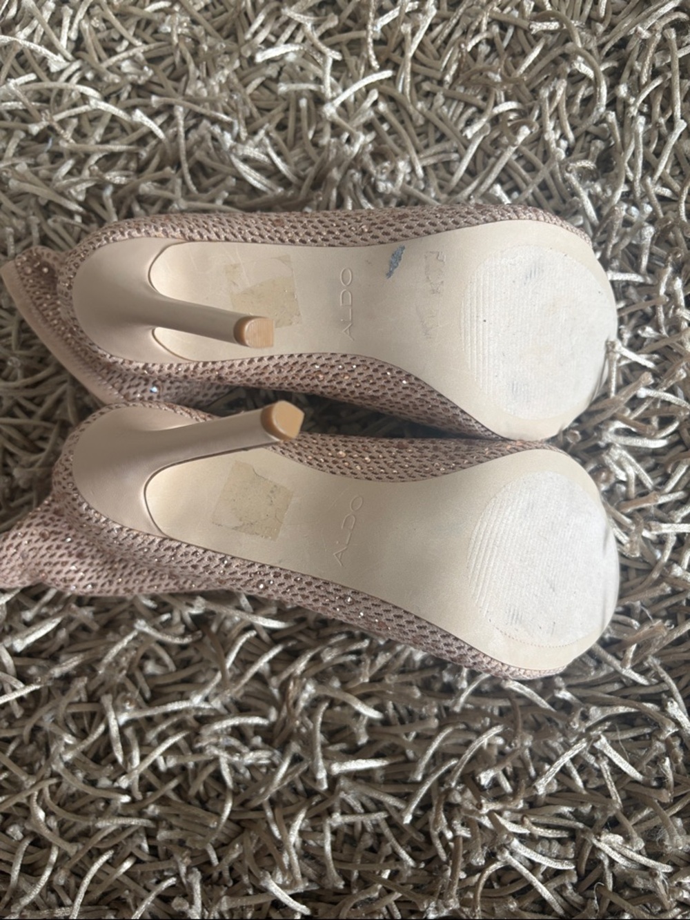 Aldo Beige Knit Peep-Toe Stiletto Booties - Picture 3 of 7